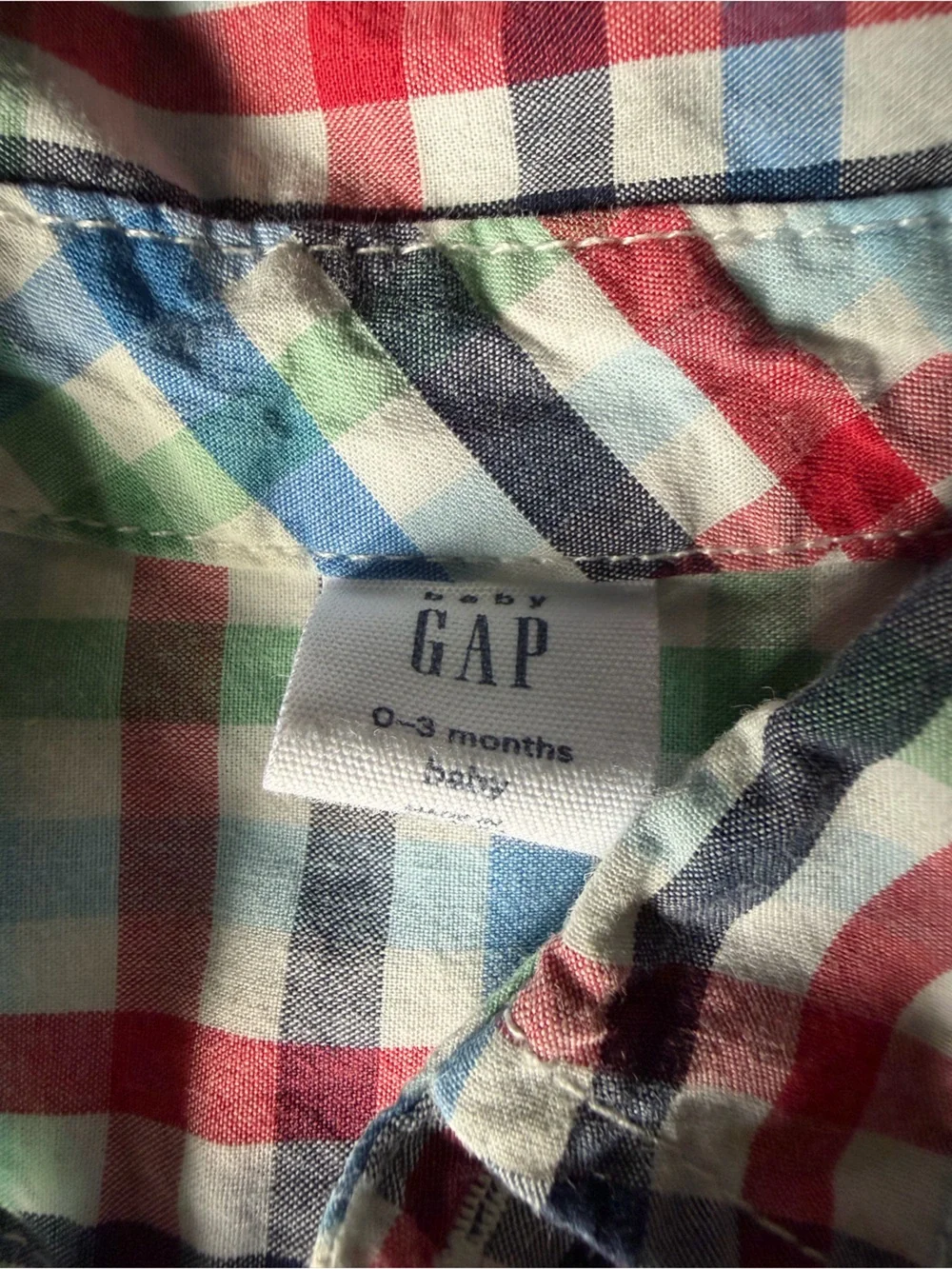 GAP Plaid Button-Front Onesie in Red, Blue, Green, Cream